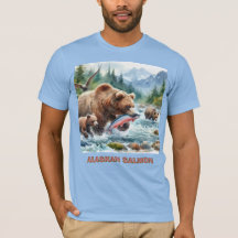 Camiseta Masculina Urso Grizzly do Salmão do Alasc