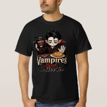 Camiseta Masculina Vampiros Precisam de Café També