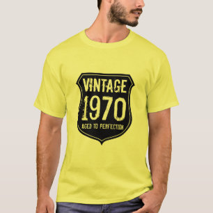 Camiseta masculina Vintage 1970 envelhecida à perf
