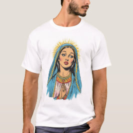 Camiseta masculina Virgem Maria estilo retrô