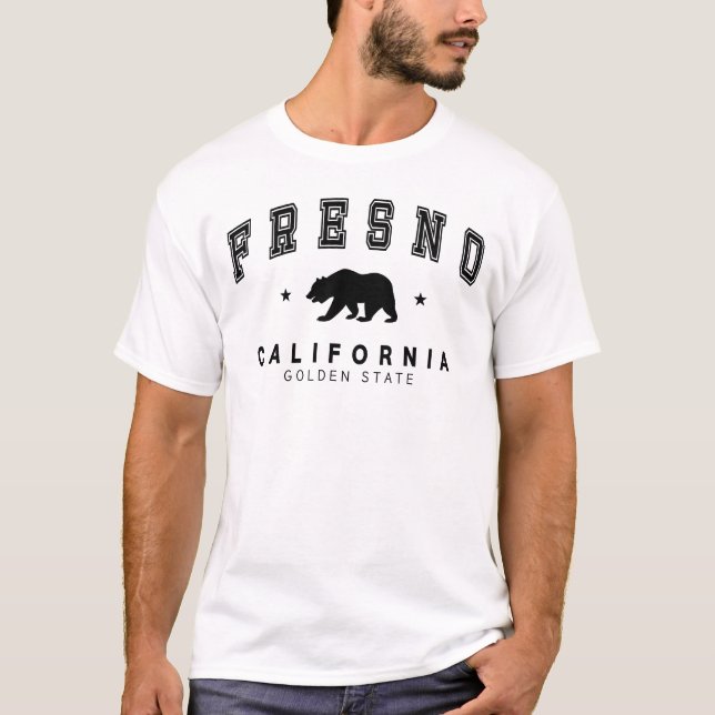Camiseta masculina White Fresno - Desenho de Urso  (Frente)
