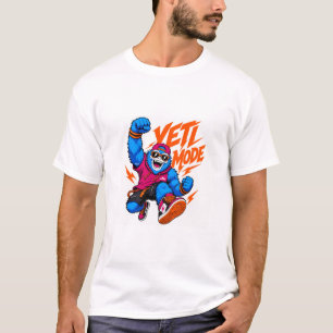 Camiseta Masculina Yeti Mode Monstro Azul Gráfico