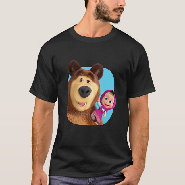 Camiseta Masha e o Urso Duo juntos azul (Frente)