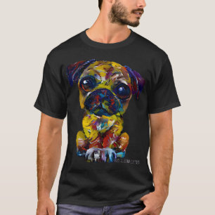 Camiseta Mashup de Cachorro Pug Coberto de Tinta - Peça de