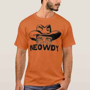 Camiseta Mashup Engraçado de Gato Meowdy Entre Meow e Howdy