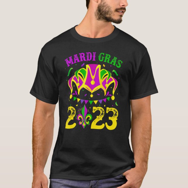 Camiseta Mask Miçanga Mardi Gras 2023 Men Women Girls (Frente)