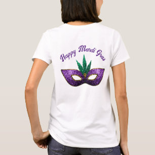 Camiseta Mask Purple Green Sparkles Happy Mardi Gras 2 side