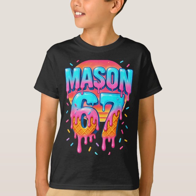 Camiseta Mason 67 Costume Ice Cream Baseball Drip 6 7 Meme  (Frente)