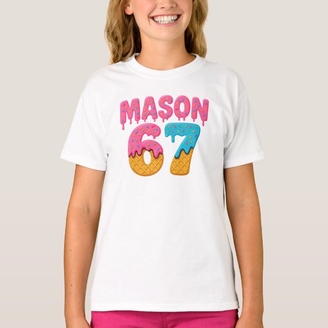 Camiseta Mason 67 Sorvete Meme Engraçado Seis Sete Matizes (Frente)