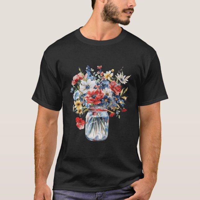 Camiseta Mason Jar com Flores (Frente)