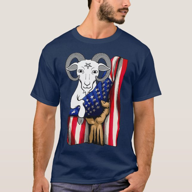 Camiseta Masonic Capat Freemason Demonic Goat Flag Men (Frente)