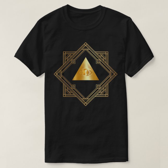 Camiseta Masonic Todos Vendo Olhos Presentes Freemason Ouro (Frente do Design)