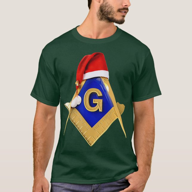 Camiseta Masonic Xmas Christmas Gift Santas Hat Freemason (Frente)