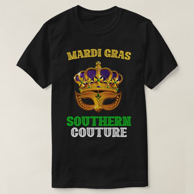 Camiseta Masque do Carnaval do Sul de Mardi Gras Couture (Frente do Design)