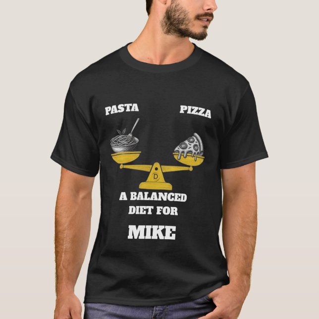 Camiseta Massa e Pizza Divertidas Dieta Equilibrada Persona (Frente)