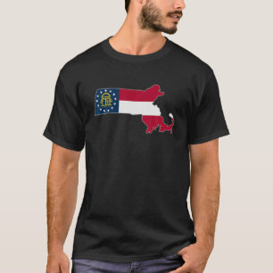 Camiseta MASSACHUSETE ESTADO MAPA GEÓRGIA GA Bandeira Raíze