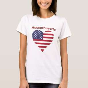 Camiseta Massachusetts American Flag Heart