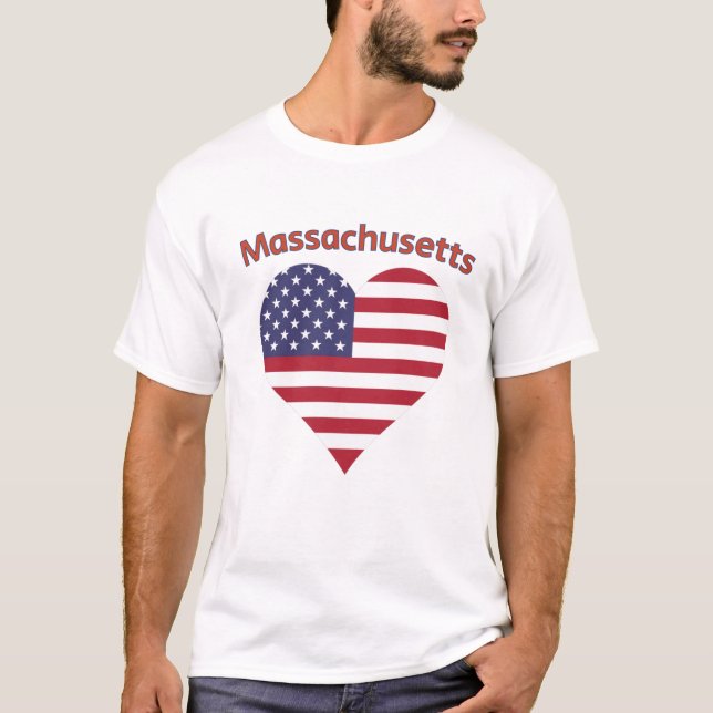 Camiseta Massachusetts American Flag Heart (Frente)
