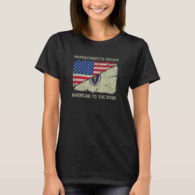 Camiseta Massachusetts Cresceu Americano Para A Casa Do Oss (Frente)