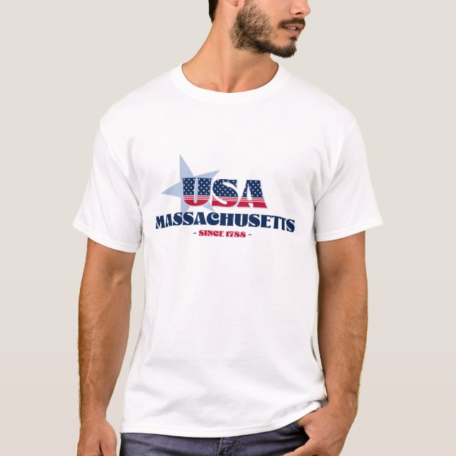 Camiseta Massachusetts Desde 1788 Estrela Azul (Frente)
