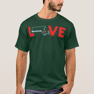 Camiseta Massachusetts Love with State Outline Massachus