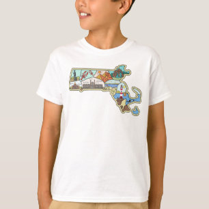Camiseta Massachusetts Map Boston Cape Cod Salem Souvenir