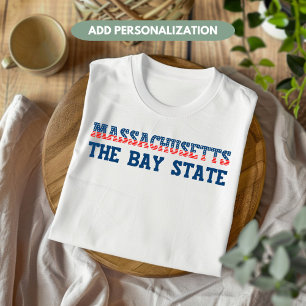 Camiseta Massachusetts Patriótico O Estado da Baía Personal
