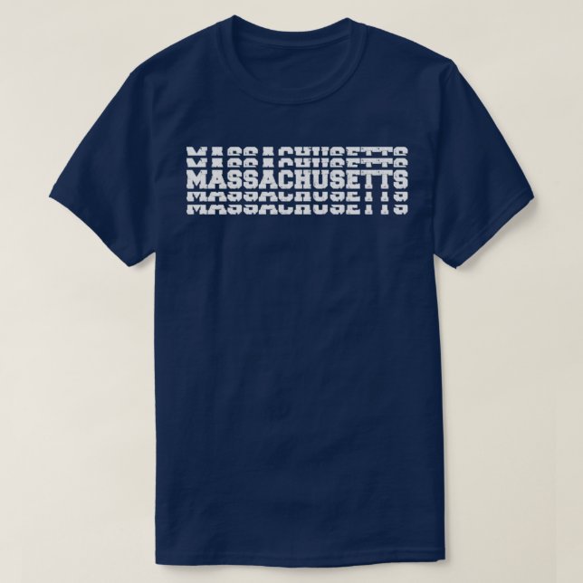 Camiseta Massachusetts Stacked Vintage  (Frente do Design)
