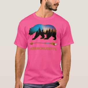 Camiseta Massachusetts Usa Black Bear Traçando Férias