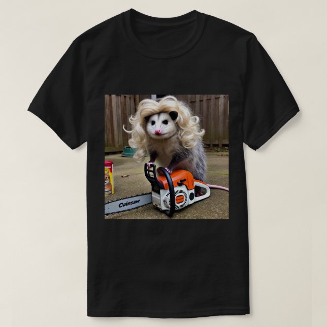 Camiseta Massacre de Possum Chainsaw com Monro Marsupial (Frente do Design)