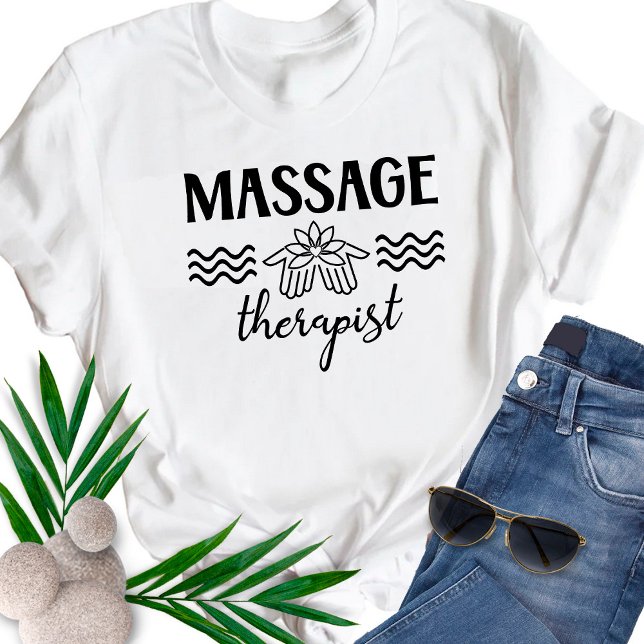 Camiseta Massage Therapist Salon Clinic Lotus Mãos T-Shirt (Criador carregado)