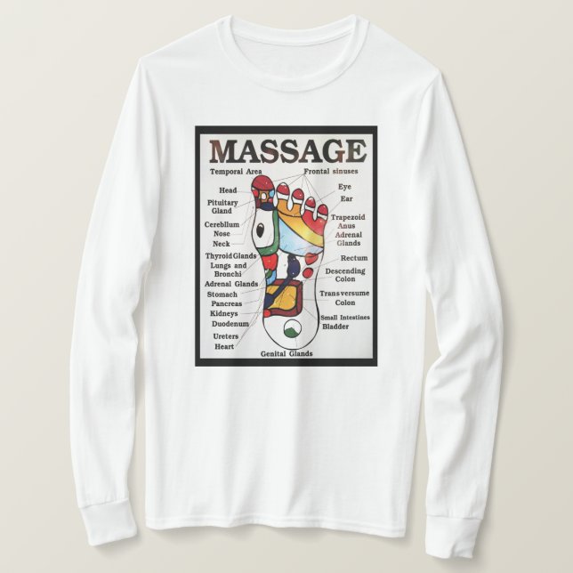 Camiseta Massagem de Pé Tailandesa ~ Mapa de Reflexologia (Frente do Design)
