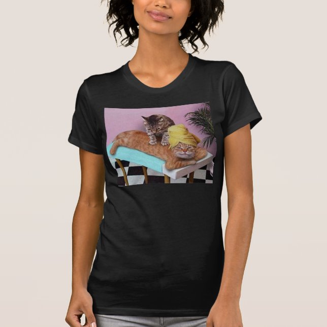 Camiseta Massagem engraçada do gato (Frente)