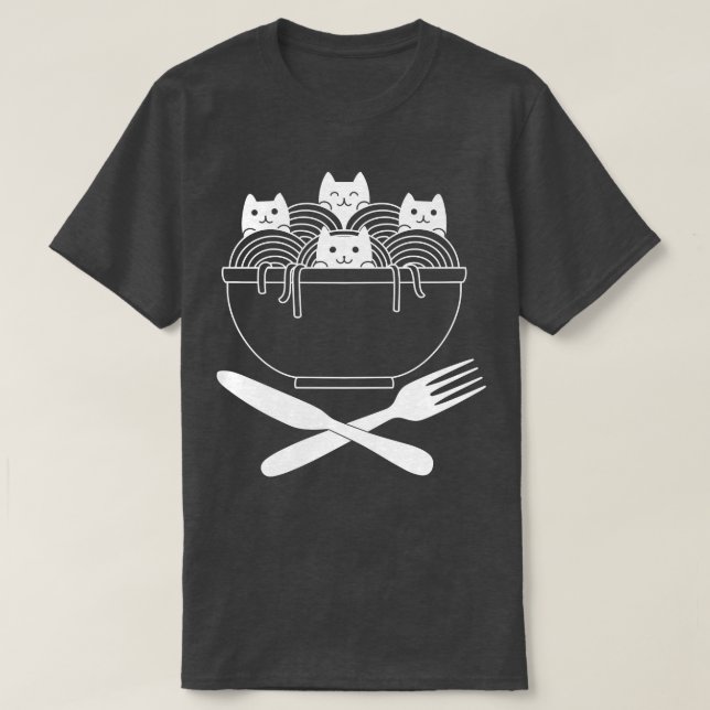 Camiseta Massas de Gatos Ramen Spaghetti por Tobe Fonseca (Frente do Design)