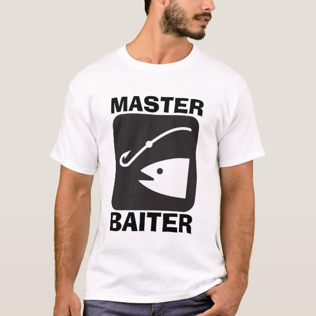 Camiseta MASTER BAITER, T-shirts de PAI de pesca engraçado (Frente)