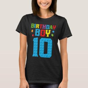 Camiseta Master Builder 10th Birthday Boy Dez 10 Anos Build