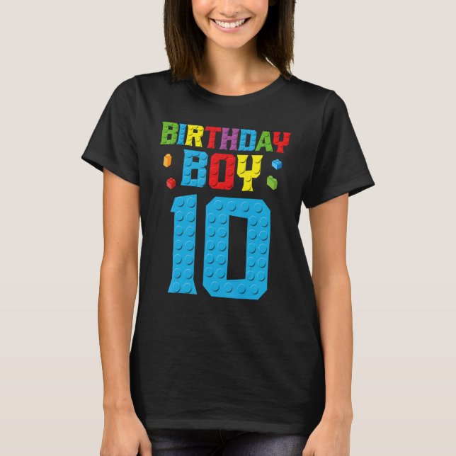 Camiseta Master Builder 10th Birthday Boy Dez 10 Anos Build (Frente)