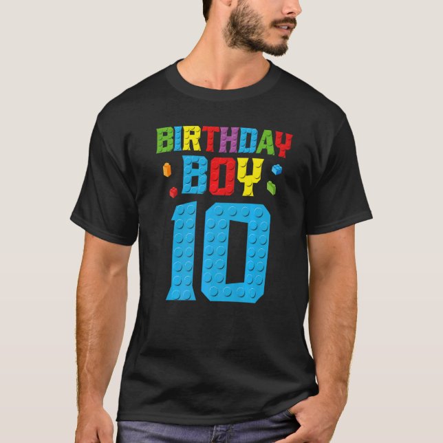 Camiseta Master Builder 10th Birthday Boy Dez 10 Anos Build (Frente)