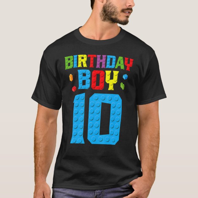 Camiseta Master Builder 10th Birthday Boy Dez 10 Anos Build (Frente)