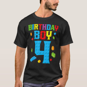 Camiseta Master Builder 4th Birthday Boy 4 Quatro anos Buil