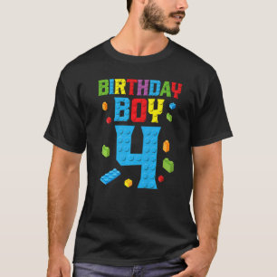 Camiseta Master Builder 4th Birthday Boy 4 Quatro anos Buil