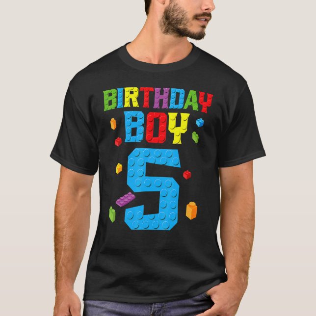 Camiseta Master Builder 5 Birthday Boy 5 cinco anos (Frente)
