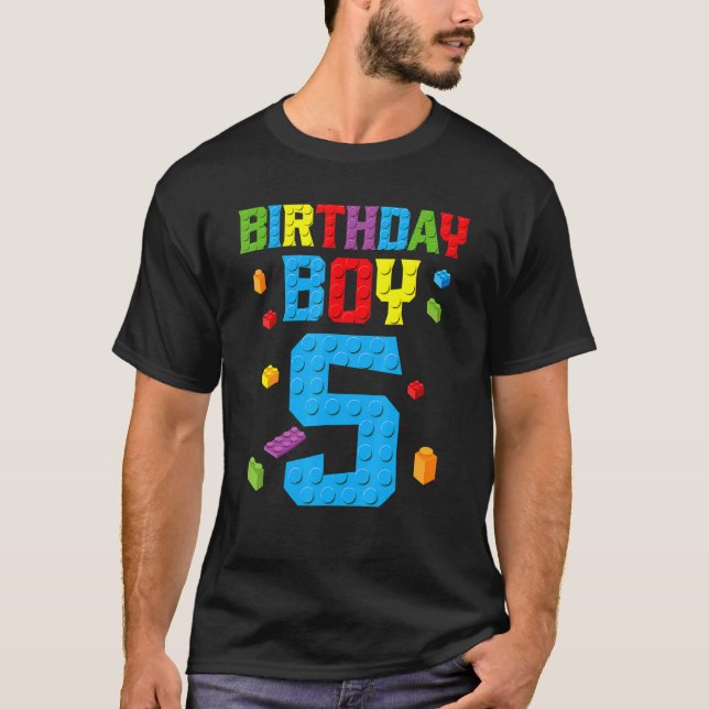 Camiseta Master Builder 5 Birthday Boy 5 cinco anos (Frente)