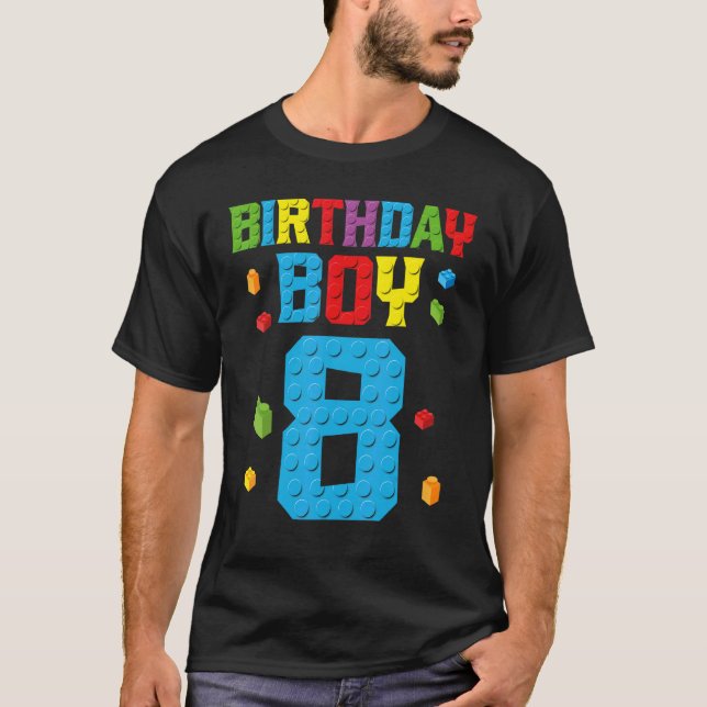 Camiseta Master Builder 8th Birthday Boy 8 Oito Anos Build (Frente)