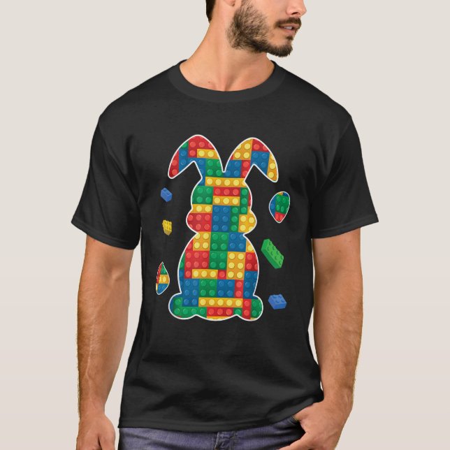 Camiseta Master Builder Block Brick Building Easter Day Bun (Frente)