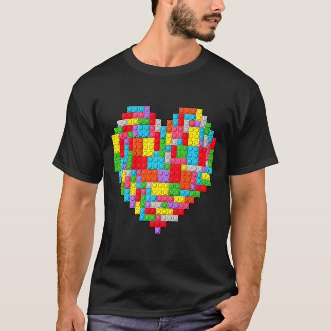 Camiseta Master Builder Block Brick Building Heart Valentin (Frente)
