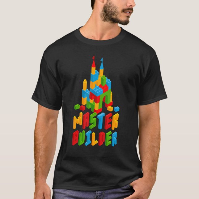 Camiseta Master Builder Building Block Bricks Crianças Gi (Frente)