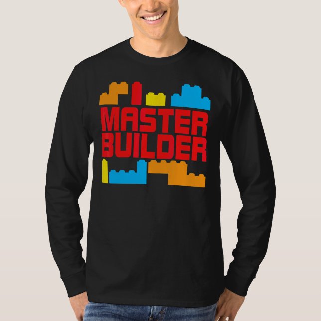 Camiseta Master Builder Building Blocks Brick Toys Crianças (Frente)