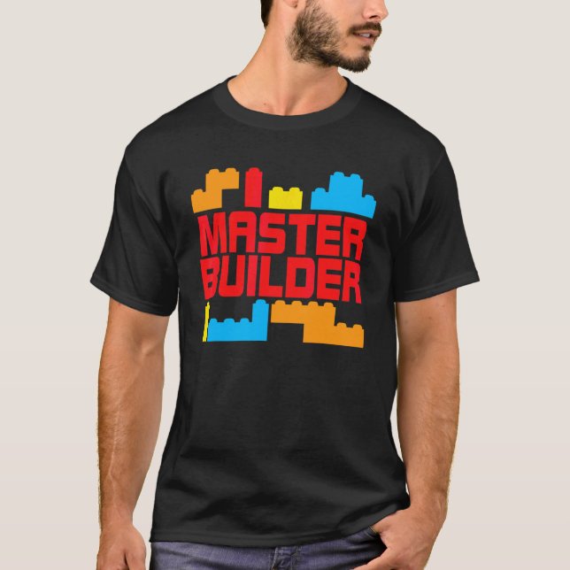 Camiseta Master Builder Building Blocks Brick Toys Crianças (Frente)