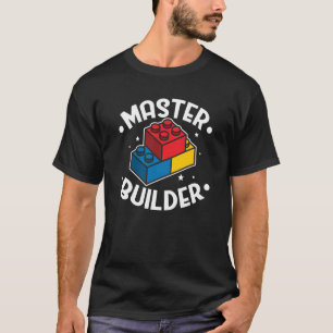 Camiseta Master Builder Building Blocks Homens Mulheres Juv